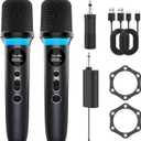 Wireless Microphone, One-Touch Mute & Dynamic RGB Lighting, Professional-Grade Dual Handheld Dynamic Microphone, 200-Foot Ultra-Long Range & 40-Hour Battery Life. for Singing and Family Gatherings.