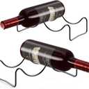 TONLEA Countertop Rack, 2 Bottles Storage, Metal Holder, Cup and Water Bottle Organizer for Cabinet, Pantry, 2 Pack Black