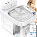 Cat Water Fountain, App Monitoring Separated Clean & Waste Water Wireless Smart Pet Water Fountain, 5000mAh Battery & Plug-in Automatic Water Dispenser for Cats Indoor and 2.4G Wi-Fi, No Filter (White)