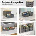 Plastic Storage Baskets With Bamboo Lid - Plastic Storage Containers Stackable Storage bins: Storage Baskets for Organizing Shelves Drawers Desktop Closet Playroom Classroom Office, 6 Pack, Gray