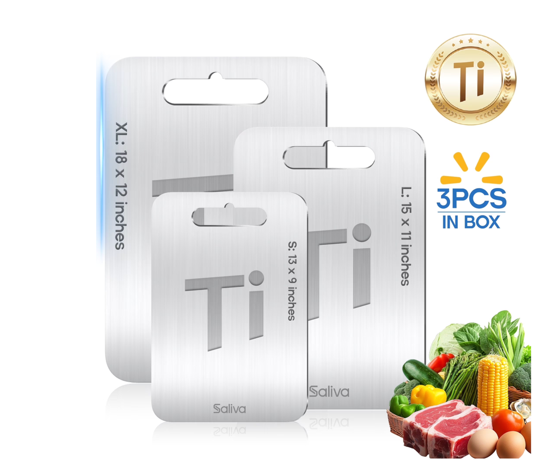 Saliva Titanium Cutting Board Set of 3,100% Pure Titanium Cutting Boards for Kitchen, 2025 New Double Sided Food-Grade Chopping Board for Cutting Meat Vegetable Fruit