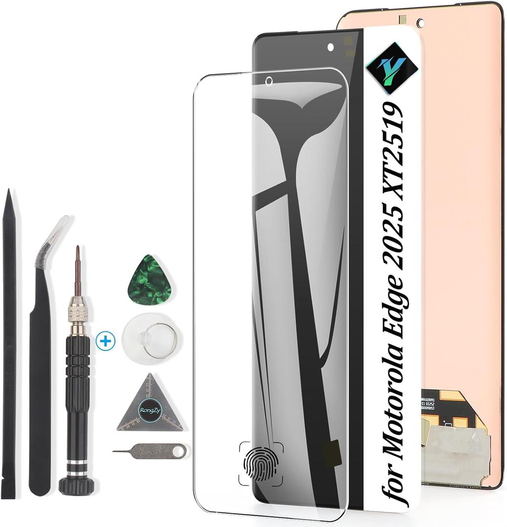 OLED for Motorola Moto Edge 2025 XT2519 Screen Replacement for Moto Edge 2025 LCD Display Touch Screen Digitizer Assembly Replacement with Tools(Support Fingerprint)