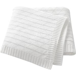 Baby Receiving Blanket for Boys Girls Knit Neutral Swaddle Blankets Soft Lightweight Crib Stroller Blankets for Newborn Infant Toddlers White 30 x 40 Inch