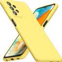 for Samsung Galaxy A23 5G Phone Case Silicone, Minimalist Ultra Thin Slim Soft Rubber Gel Solid Color Matte TPU Cute Case for Women Men, Girly Plain Aesthetic Design & Camera Cover, Yellow