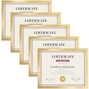 Giftgarden 8.5x11 Picture Frame Gold, 8.5 by 11 Award Certificate Diploma Document Frames for Wall or Tabletop Display, 5 Pack
