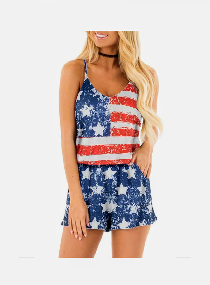 RAISEVERN Womens Romper Summer Casual Short Jumpsuit Adjustable Spaghetti Straps Sleeveless Cami 2025 Rompers with Pockets M