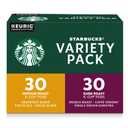 Starbucks K-Cup Coffee Pods, Starbucks Blonde, Medium and Dark Roast Hot or Iced Coffee, Variety Pack, 60 Keurig Pods (EXP 06/28/26)