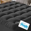Niagara Sleep Solution Cloud-Like King Mattress Topper - 100% Cotton Top Mattress Pad for Back Pain Relief - Breathable & Naturally Cooling for Hot Sleepers, Dark Gray