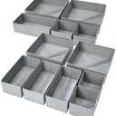DIMJ Drawer Organizer Clothes, 12 Pack Dresser Organizer, Foldable Closet Organization and Storage Dividers, Fabric Dresser Drawer Organizers for Underwears, Nursery, Baby Clothes, Socks, Tie (Grey)