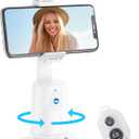 Auto Face Tracking Tripod 360 Rotating Cell Phone Photo and Video Kits Stand, No App, Camera Stand with Remote and Gesture Control, Rechargeable Smart Shooting Stand for Live Recording Tiktok (White)