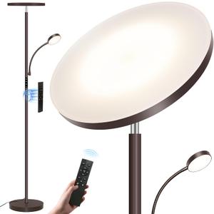 Floor Lamps for Living Room,42W Super Bright LED Floor Lamp,2-in-1 Dimmable Standing Lamp with Reading Light,69'' Tall Lamp with Remote & Touch Control, Modern Floor Lamp for Bedroom,Office (Brown)