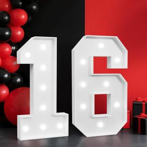 2FT Marquee Numbers 16, Light up Numbers for 16 Birthday Decoration, Large Light Up for 16 Years Old Birthday Party, Anniversary Party Decor Birthday Sign, Pre-Cut Foamboad Mosaic DIY