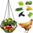 Hanging Chicken Feeder, Foldable Poultry Feeder Basket for Chicken Duck Coop, 1 Pcs (Black)