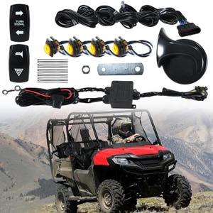 Pre-Wired UTV Turn Signal Kit Compatible With Polaris, Can-Am, Kawasaki, Arctic Cat, Pioneer, Universal UTV Street Legal Turn Signal Kit Plug and Play (2 Push Buttons Switch)