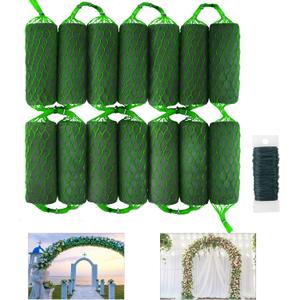 14 Piece Floral Foam Garland for Flowers,9.2Ft Flower Sponge Blocks Kit,Absorption Flower Holder Arch Door,Floral Craft Dry Foam Bricks,Green Floral Foam Arrangement for Home Wedding Garden