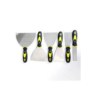 KEZERS Drywall Hand Tool Kit, 7 Pieces 3" 4" 5" 6" 8" 12" Stainless Steel Drywall Knife with Metal Hammer End, includes Putty Knife, Taping Knife, and 12" Mud Pan with Ergonomic Grip for Drywall Work