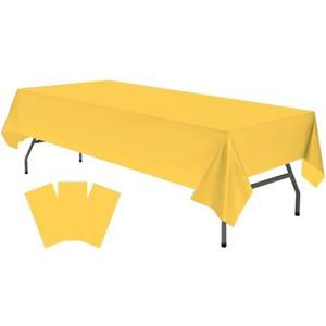 Plastic Yellow Tablecloths 3 Pack Disposable Table Covers 54 in. x 108 in. Table Cloths Bridal Shower Party Tablecovers for Parties Engagements Weddings Festivals, Fits 6 to 8 Foot Rectangle Tables