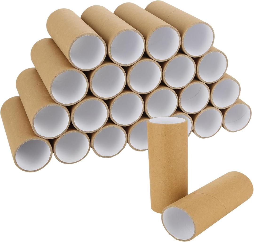 CYEAH 20 Pcs Mailing Tubes with Caps for Packaging Posters, 3x6 Inch Round Cardboard Mailers Tubes for Craft, Brown Toilet Paper Rolls for Crafts, Empty Cardboard Tubes for Classroom, DIY Projects
