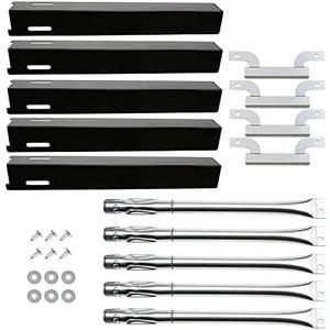 Hisencn Parts Kit Replacement Fits for Brinkmann 5 Burner 810-8501-S Gas Grill Models, Grill Burners, Heat Plates, Crossover Tubes
