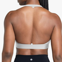 QUEENIEKE Halter Neck Sports Bra for Women, Yoga Crop Top with Removable Pads, Open Back V Neck Bra for Gym Workout Light Support XL