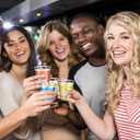 Roshtia 50 Pcs Last Toast on The Coast Bachelorette Party Shot Glasses 2. 87oz Disposable Blue Coastal Bachelorette Plastic Cups for Adult Beach Bridal Wedding Party Favor Supplies