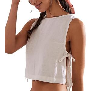 YIKUSO Crop Tank Women Cropped Top Sexy Summer Baby Tee Cute (US, Alpha, Medium, Regular, Regular, White)