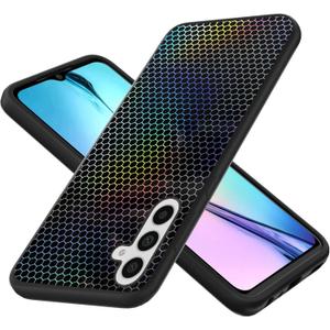 jioeuinly Case Compatible for Samsung Galaxy A35 5G Phone Case Cover TPU Soft Silicone 3D Colorful Laser Reflection Black