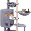 45in Cat Tree Tower with Big Condo for Indoor Cats,Cat Tower with Scratching Post,Scratching Board and Cat Toys,Multi-Level,Small Space,Transformer Cat Tree (Grey+)
