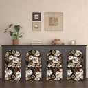 Vintage Wallpaper Peel and Stick Dark Floral Contact Paper 17.5in x 118in White Gold Flower Wallpaper Vinyl Waterproof Self Adhesive Boho Leaf Botanical Wall Paper for Bedroom Cabinet Table Decoration