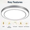 20Inch LED Flush Mount Ceiling Light, Silver Low Profile Ceiling Light Fixture 48W with 5CCT, Modern Ceiling Lighting for Kitchen Bedroom Living Room