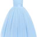 Girls' Special Occasion Dresses: Junior Prom Dresses - Baby Toddler Flower Girls Satin Tulle Princess Pageant Dress for Wedding Kids Evening Ball Gowns Daddy Daughter Dance (Light Blue, 9 Years)