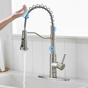 Touchless Kitchen Faucet Smart Kitchen Sink Faucet with Pull Down Sprayer Touch on Activated Kitchen Bar Sink Faucet Brushed Nickel Stainless Steel