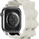 ULTIMAL Band Compatible with Apple Watch Band 42mm/40mm/41mm/38mm, Fits iWatch Series 11/10/9/8/7/6/5/4/SE/SE2/SE3, Stretchy Nylon Braided ElasticS,Ivory White