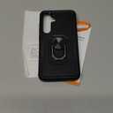 Compatible with Samsung Galaxy S24/S25 Case with Screen Protector Tempered Glass,Heavy Duty Shockproof Full Body Phone Cover Built in Metal Ring Holder Kickstand,2025 Black Matte