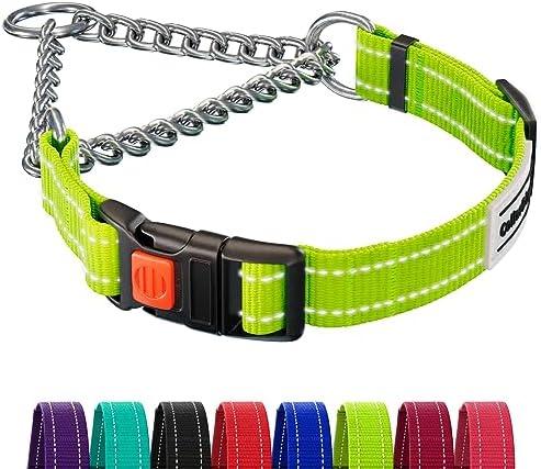 CollarDirect Martingale Dog Collar with Stainless Steel Chain and Quick Release Buckle - Reflective Collar for Dogs - Lime Green, Small (Neck Size 12"-15") CollarDirect Martingale Dog Collar with Stainless Steel Chain and Quick Release Buckle - Reflective Collar for Dogs - Lime Green, Small (Neck Size 12"-15")