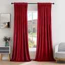 MIULEE Christmas Red Velvet Curtains Thermal Insulated Blackout Curtain Drapes for Bedroom Living Room Darkening 84 Inches Long Curtains Panels Rod Pocket Set of 2