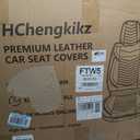 HChengkikz Car Seat Covers Full Set, Breathable Nappa Leather Seat Covers, Horizontal Stripes Automotive Seat Covers, Universal Seat Cushions for Sedan SUV Truck (5 PCS Full Set, Black + Cream)