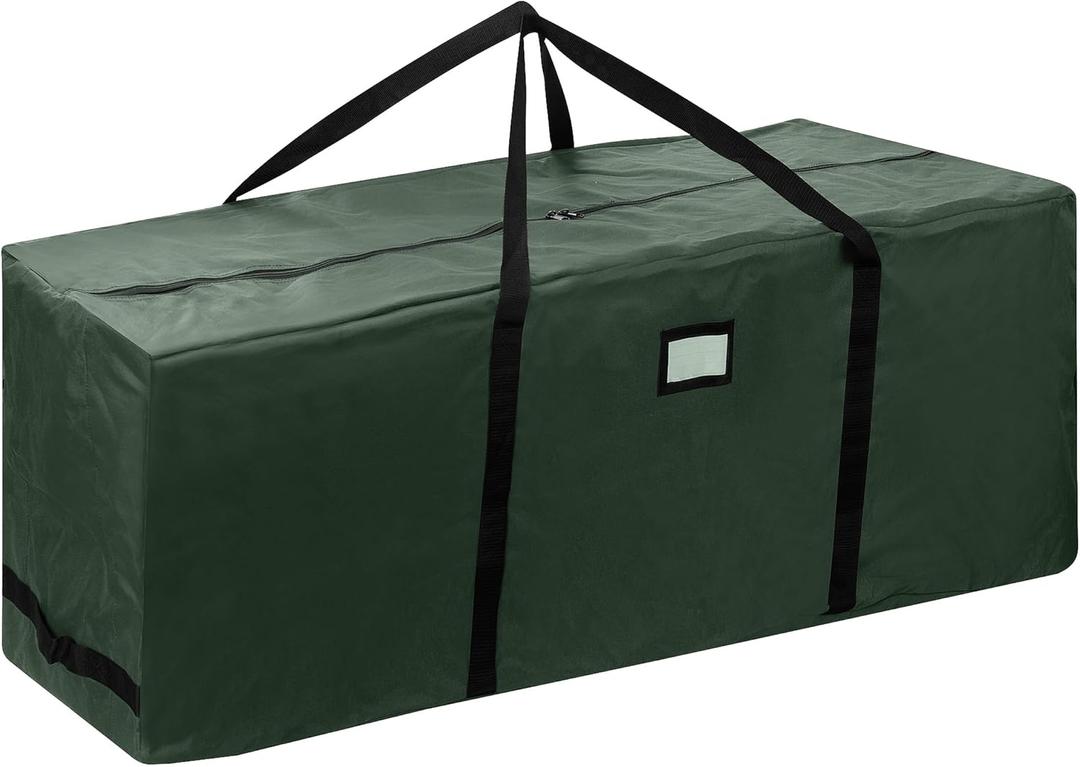 Rolling Christmas Tree Storage Bag- For 12 FT Artificial Trees-Green Canvas Duffel with Wheels-Protects Holiday Decorations & Inflatables by Elf Stor