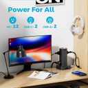 Charging Station Tower, 10Ft Power Strips with Surge Protection, Flat Plug, 12 Outlets 4 USB Ports, 1875W/15A 1080J Extension Cord with Multiple Outlets, Office Desk Supplies, Dorm Essentials