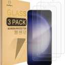 3 x Mr.Shield [3-Pack Screen Protector For Samsung Galaxy S24 / Galaxy S25 [Fingerprint Unlock Compatible] [Tempered Glass] [Japan Glass with 9H Hardness] Screen Protector