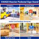 Sign Stand 8.5x11inch Pedestal Sign Holder Poster Stand 3Packs Adjustable Floor Standing Sign Holder with Heavy Duty Display Stand for Indoor Outdoor Business Store Sign Holders(Silver)