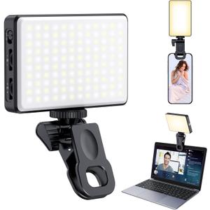 120 LED Phone Light, Selfie Light for iPhone, 5000Mah Rechargeable Clip Video Light for Phone, Camera, Laptop, iPad, Adjusted 3 Lights Modes for Selfie, Video Conference, TikTok, Vlog (Black)