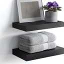 Homeforia Floating Shelf Black 12 inch, High End Solid Real Wood Small 12inch Floating Shelves for Wall Mounted, Black Wooden 12 in Floating Shelves, Heavy Duty Bracket, 12 X 6.5 X 1.75 inch, Set of 2