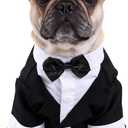 Black, White, Blue Dog Shirts for Wedding, Puppy Tuxedo, Dog Formal Wear, Doggie Tux, Suit and Tie Costume Black Medium (M: Recommand Weight 8-11 lbs (4-5kg))