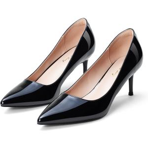 Elisabet Tang Kitten Heel Low Pumps 2.4 Inch Closed Pointed Toe Short Sexy Comfort Women Dressy Shoe at Work Office Date Prom Party Wedding Church (7.5, Black)