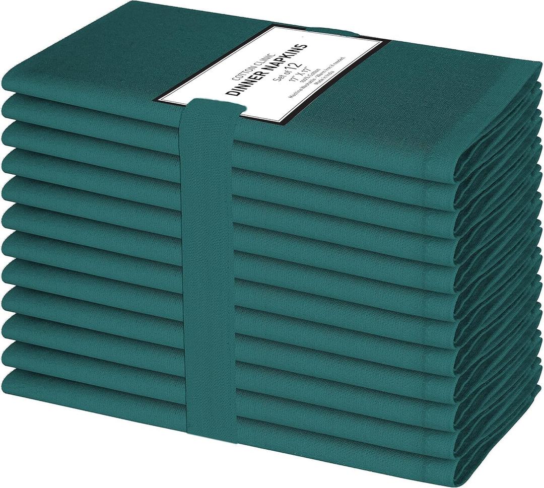 Cotton Clinic Cloth Dinner Napkins  Perfect Everyday Use Table Napkins  Soft Durable Washable  Ideal for Party Wedding Christmas Easter  Set of 12-17x17 inches Teal Napkins