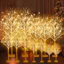 Aurelema 6 Pcs Lighted Birch Tree 8 Modes Christmas Artificial LED Lights Birch Tree for Indoor and Outdoor Home Decor Thanksgiving Christmas Holiday Decoration (4ft 5ft 6ft,Warm White)