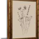SKZMBNT Vintage Gold Framed Wildflower Wall Art Sketches Botanical Prints, 24"L x 16"W