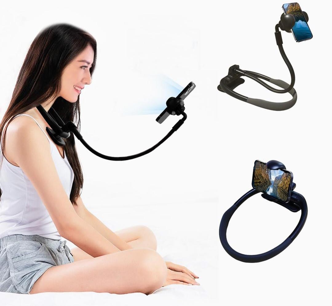 Cell Phone Stand, Neck Phone Holder, Hand Free Flexible Gooseneck 360 Rotation Adjustable Phone Holder for Bed, Universal Multi-Functional Phone Stand for 4.7''-6.7'' Phone