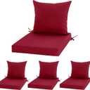 Outdoor Chair Cushions, Waterproof Outdoor Cushions for Patio Furniture w/Fade-Resistant, Removable & Machine-Washable Covers, 19x19 Inch, Ideal for Seat in Gardens/Porch  Set of 4, Burgundy